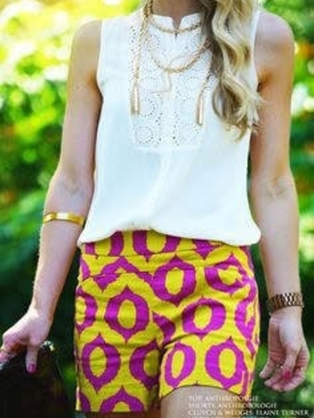 Cartonnier Yellow & Magenta Geometric Print Bermuda Shorts